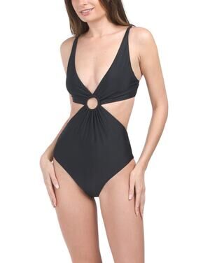 ONIA NWT Marisol One-piece Open Side Keyhole Black Swimsuit L Vacation Coastal